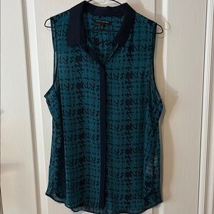 Banana Republic Sleeveless Teal and Dark Blue Blouse